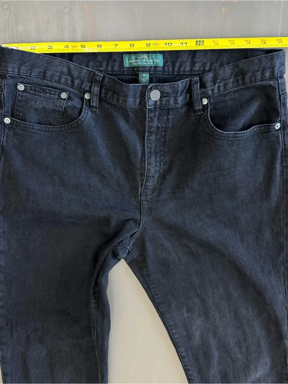 Lauren Ralph Lauren Black DarkWash Denim Sz16 classic straight Leg Womens Preppy